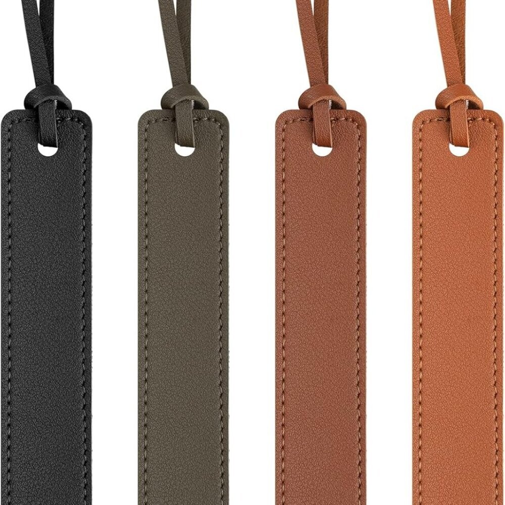 4 Pcs Leather Bookmark, Classic Stitched Bookmark, Bookmarks With Leather Rope,